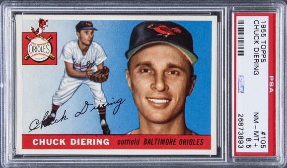 1955 Topps #105 Chuck Diering - PSA NM-MT+ 8.5
